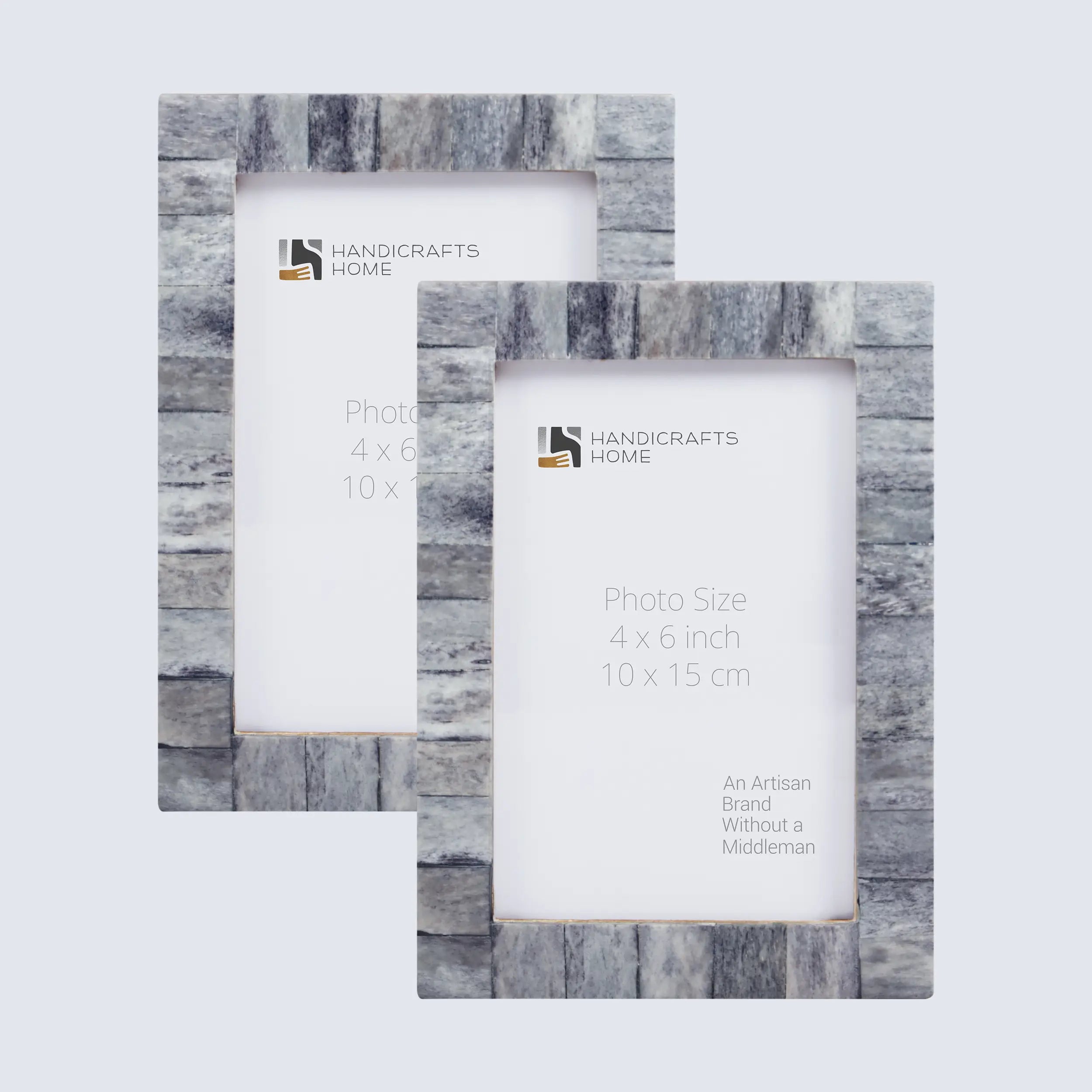 Picture Frames Classic Pattern Bone Inlay Collection in 3 Sizes, Pack of 2 - Grey