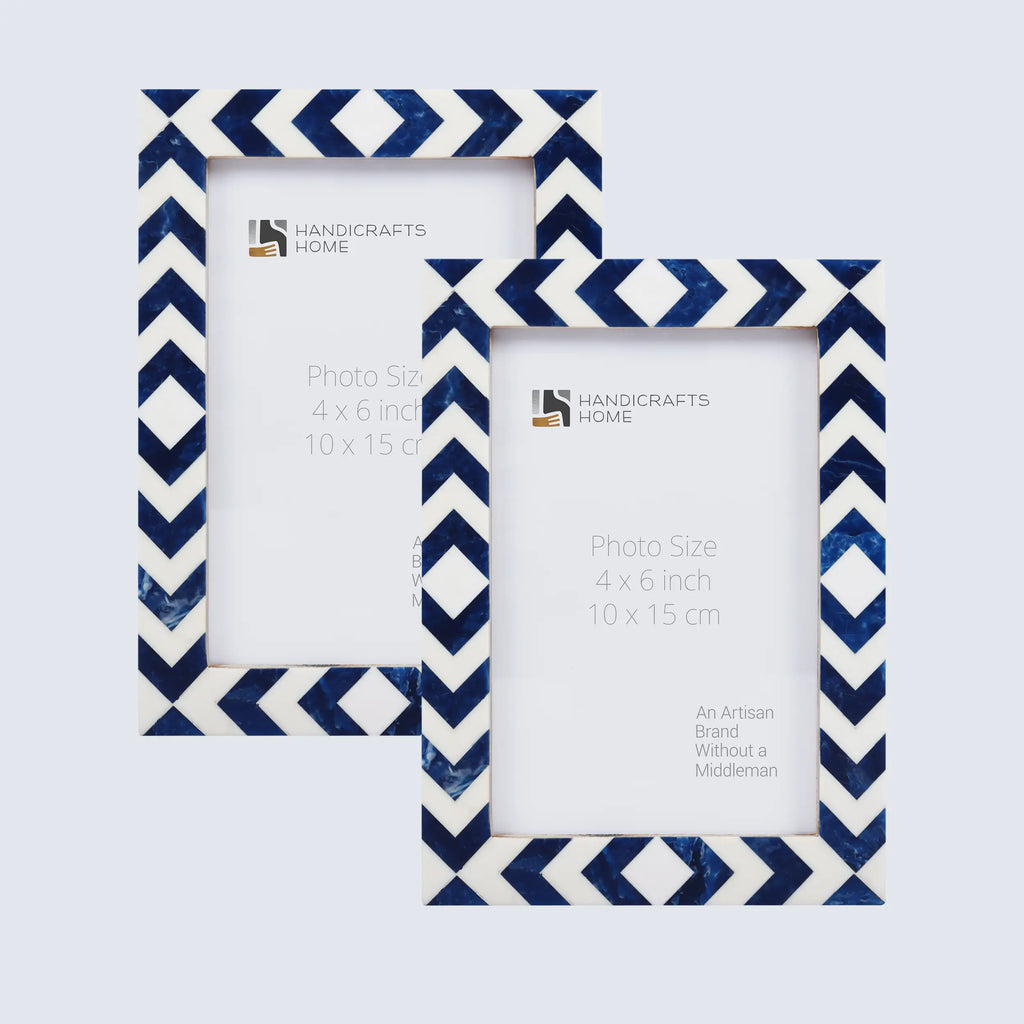 Picture Frames Lisbon Azul Pattern Resin Inlay Collection in 3 Sizes, Pack of 2