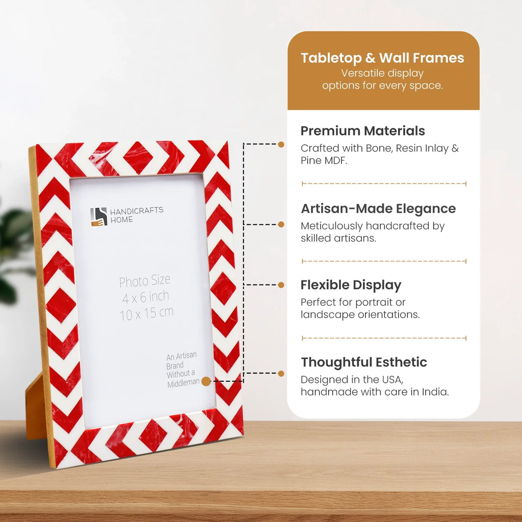 Picture Frames Lisbon Piri Pattern Resin Inlay Collection in 3 Sizes, Pack of 2