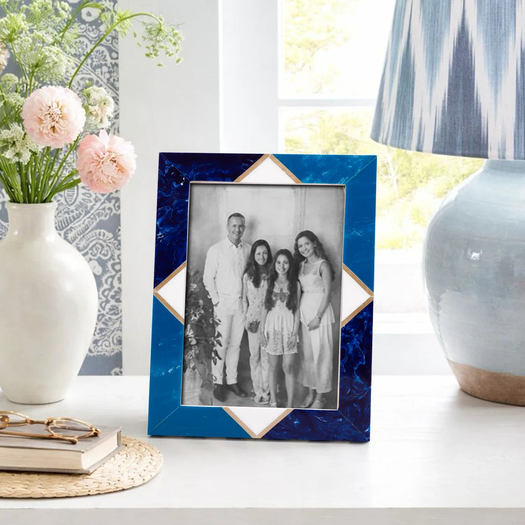 Picture Frames Menton Blue Pattern Resin Inlay Collection in 3 Sizes