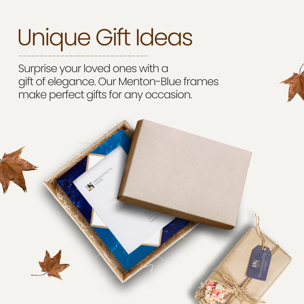 Picture Frames Menton Blue Pattern Resin Inlay Collection in 3 Sizes