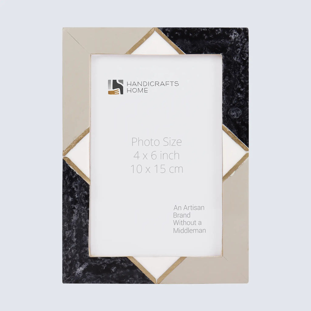 Picture Frames Menton Grey Pattern Resin Inlay Collection in 3 Sizes