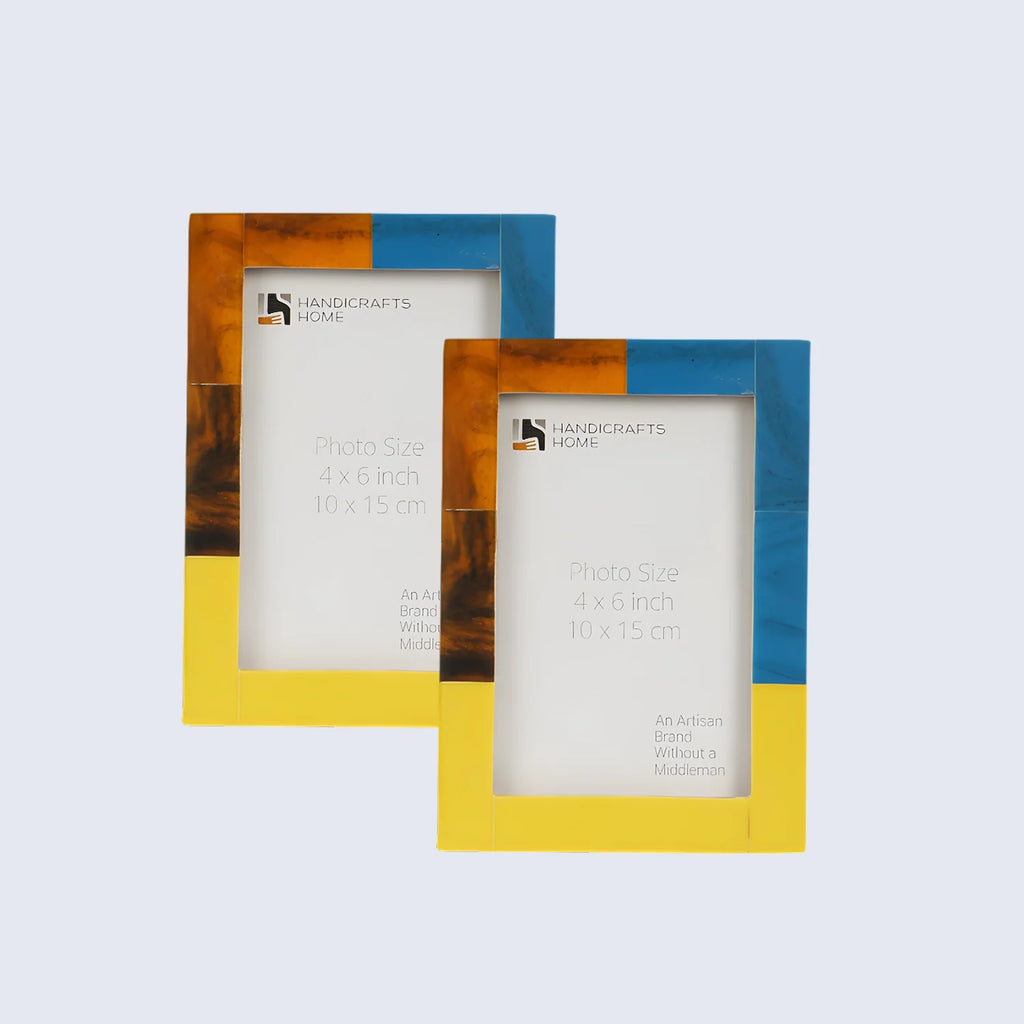 Picture Frames Mondrian Walnut Pattern Resin Inlay Collection in 3 Sizes, Pack of 2