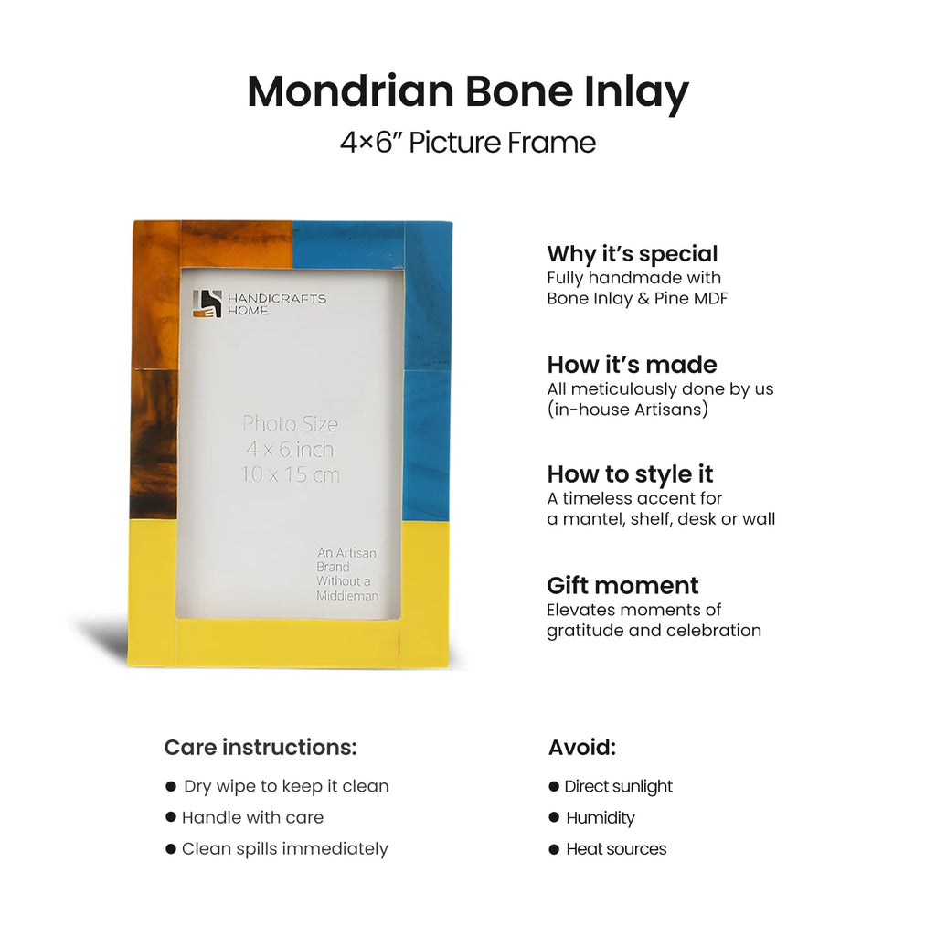 Picture Frames Mondrian Walnut Pattern Resin Inlay Collection in 3 Sizes, Pack of 2