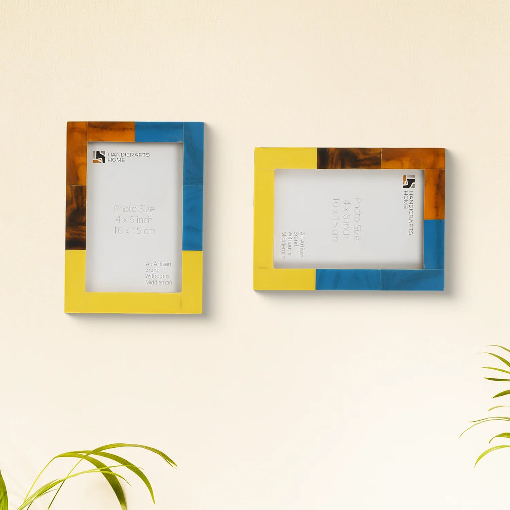 Picture Frames Mondrian Walnut Pattern Resin Inlay Collection in 3 Sizes, Pack of 2