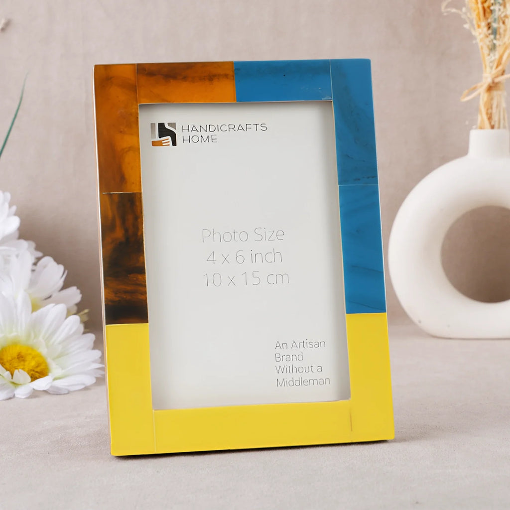 Picture Frames Mondrian Walnut Pattern Resin Inlay Collection in 3 Sizes, Pack of 2