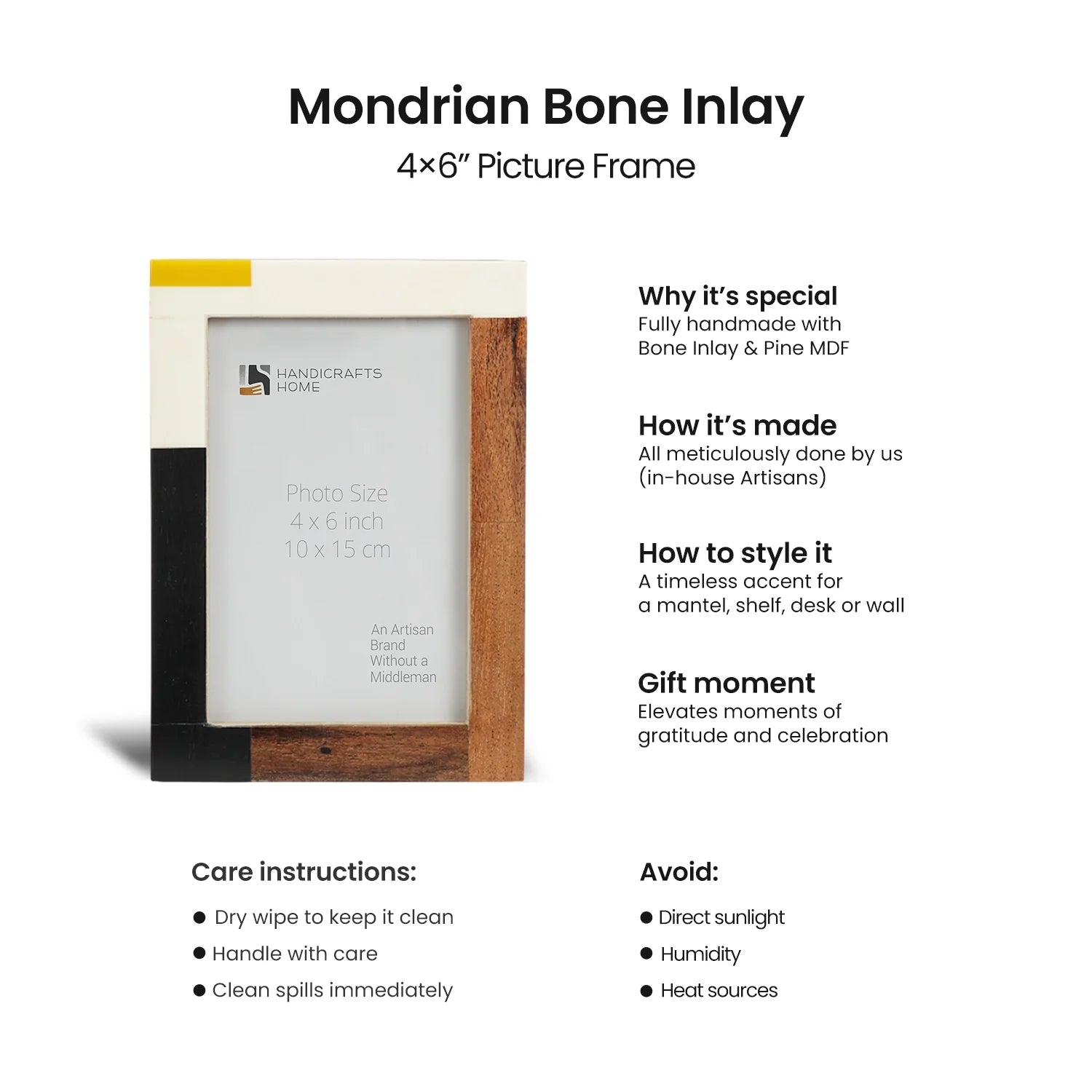 Picture Frames Mondrian Warm Oak Pattern Resin Inlay Collection in 3 Sizes