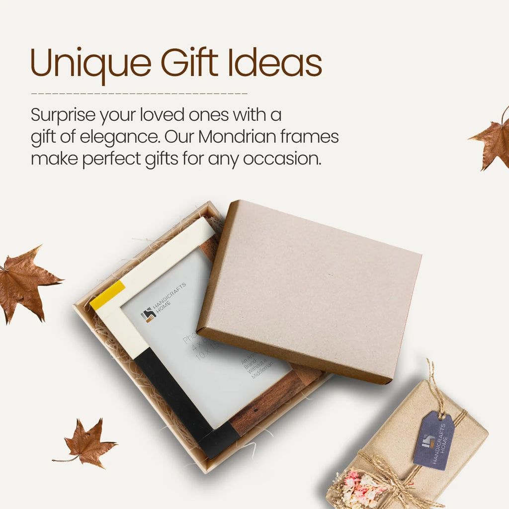 Picture Frames Mondrian Warm Oak Pattern Resin Inlay Collection in 3 Sizes