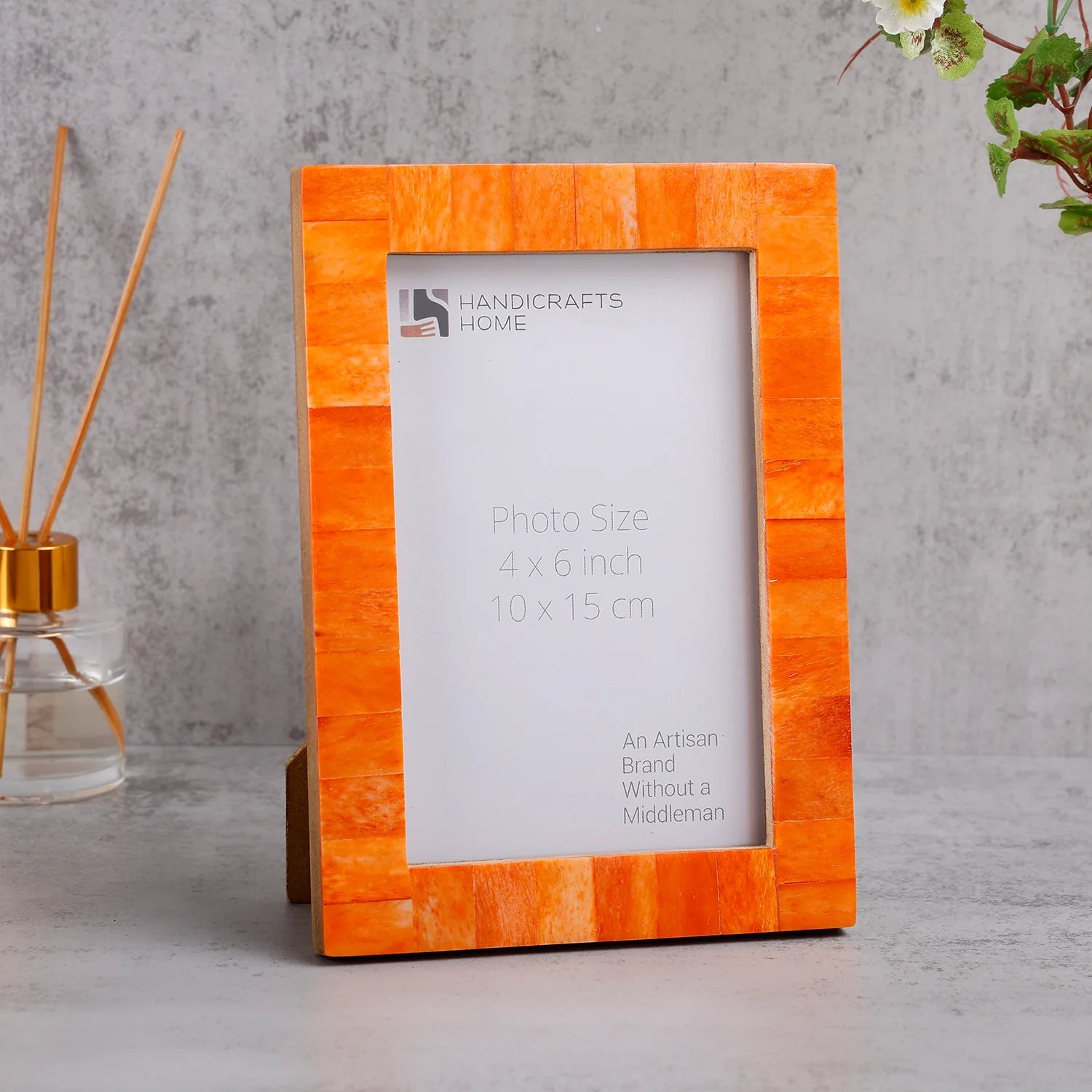Picture Frames Classic Pattern Bone Inlay Collection in 27 Sizes, Orange