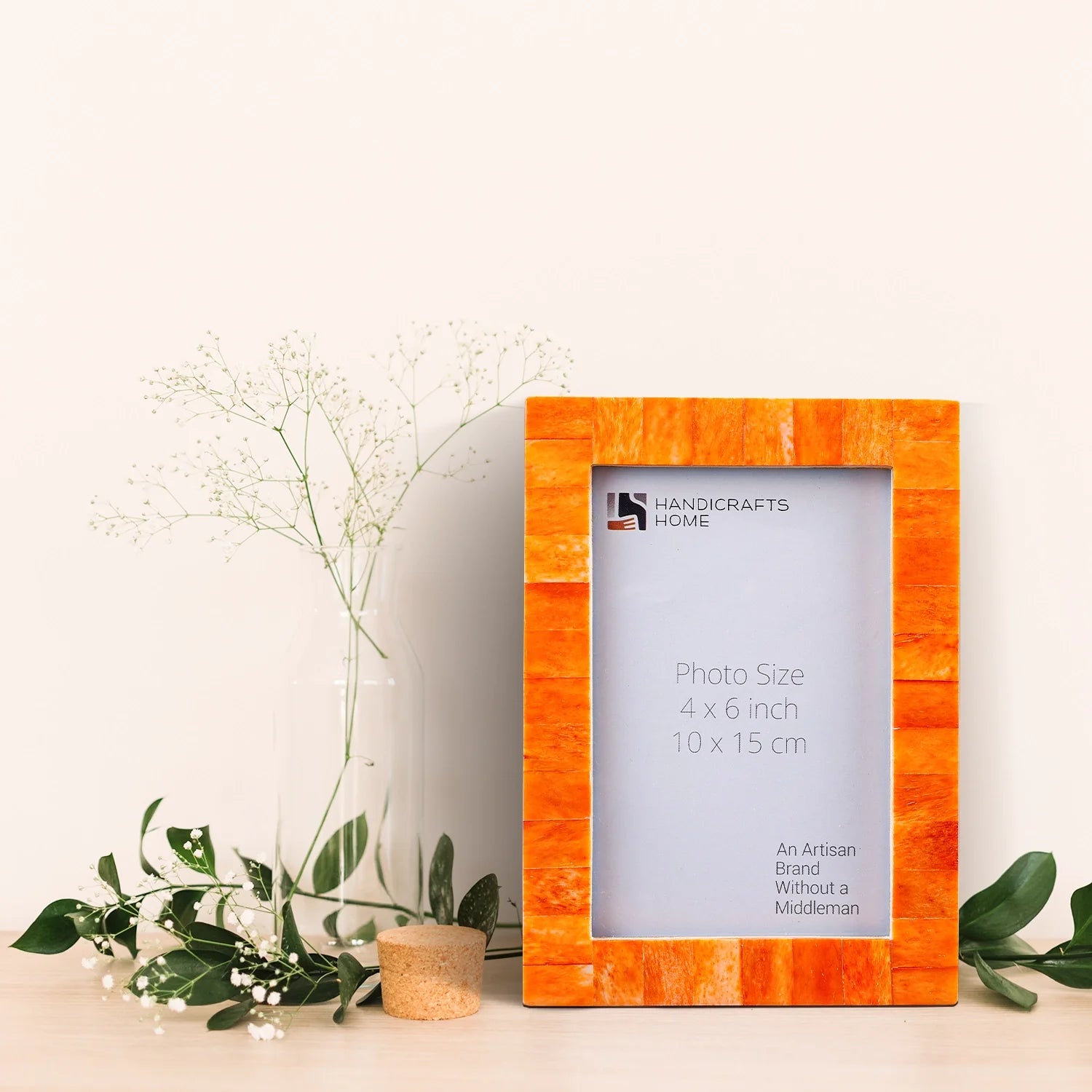 Picture Frames Classic Pattern Bone Inlay Collection in 27 Sizes, Orange