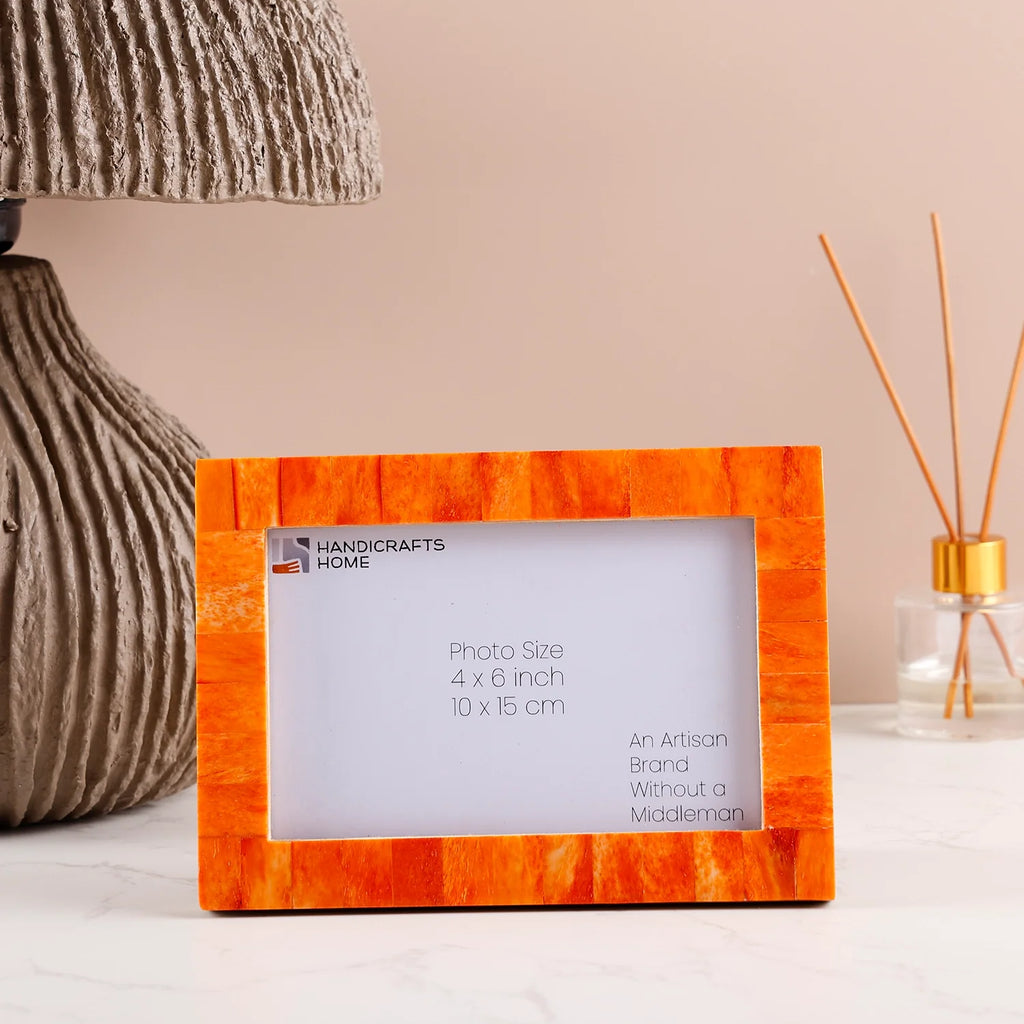 Picture Frames Classic Pattern Bone Inlay Collection in 27 Sizes, Orange