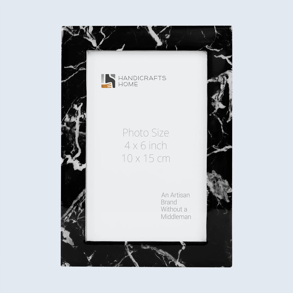 Picture Frames Rare Earth Marble Black Pattern Resin Inlay Collection in 3 Sizes