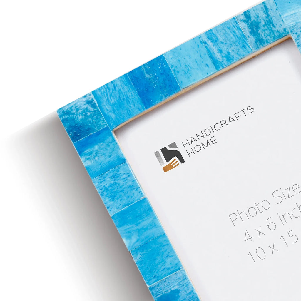Picture Frames Classic Pattern Bone Inlay Collection in 3 Sizes, Pack of 2 - Turquoise