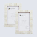 Picture Frames Classic Pattern Bone Inlay Collection in 3 Sizes, Pack of 2 - White