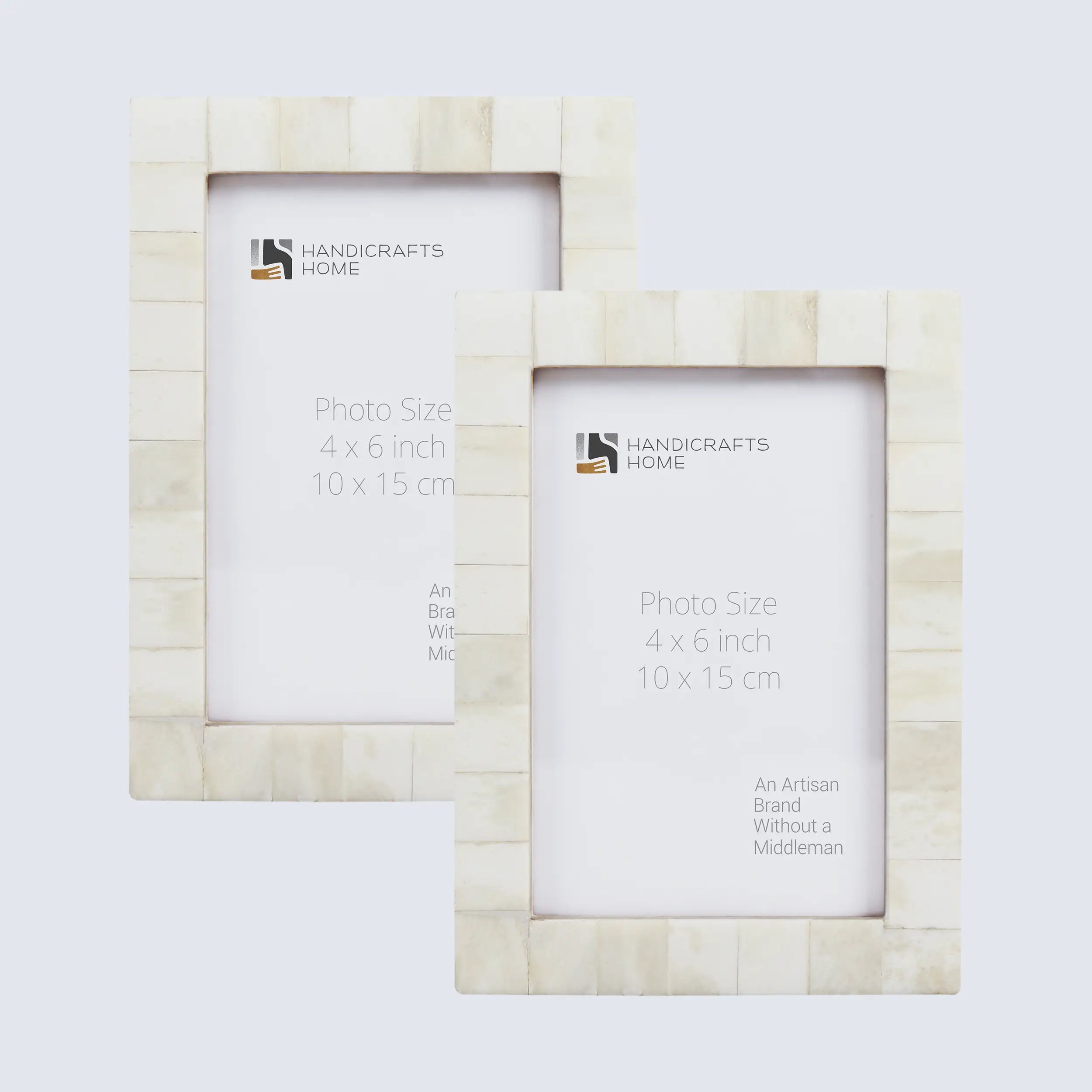 Picture Frames Classic Pattern Bone Inlay Collection in 3 Sizes, Pack of 2 - White