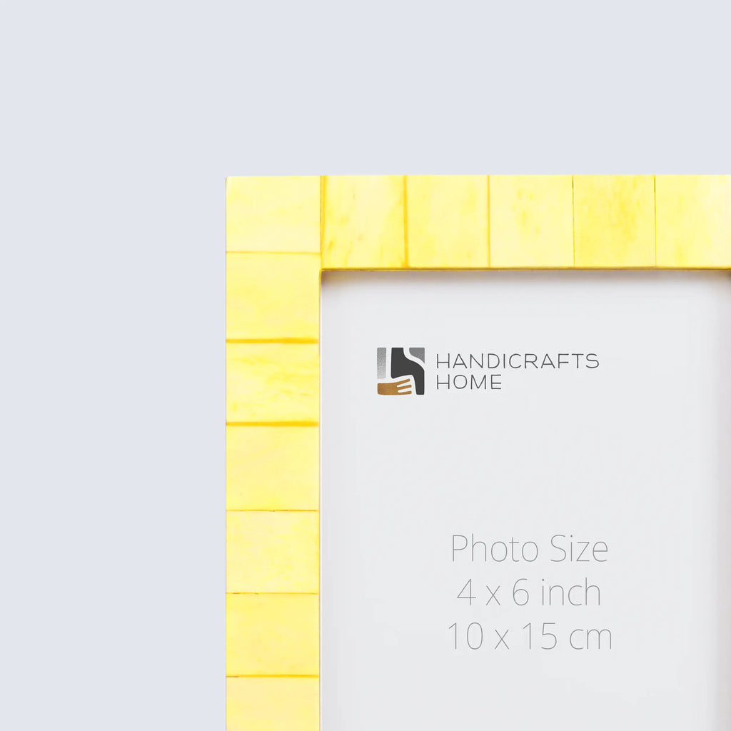 Picture Frames Classic Pattern Bone Inlay Collection in 3 Sizes, Pack of 2 - Yellow