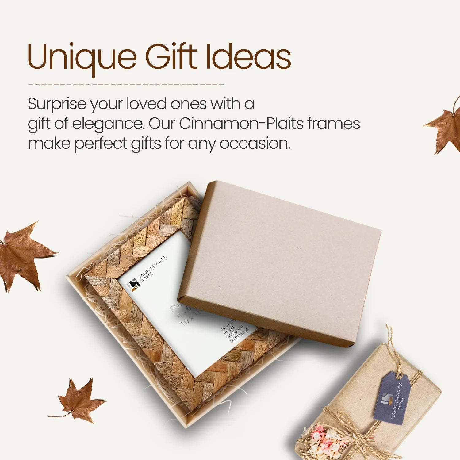 Wood Inlay Cinnamon Plaits Pattern Picture Photo Frame - 4x6