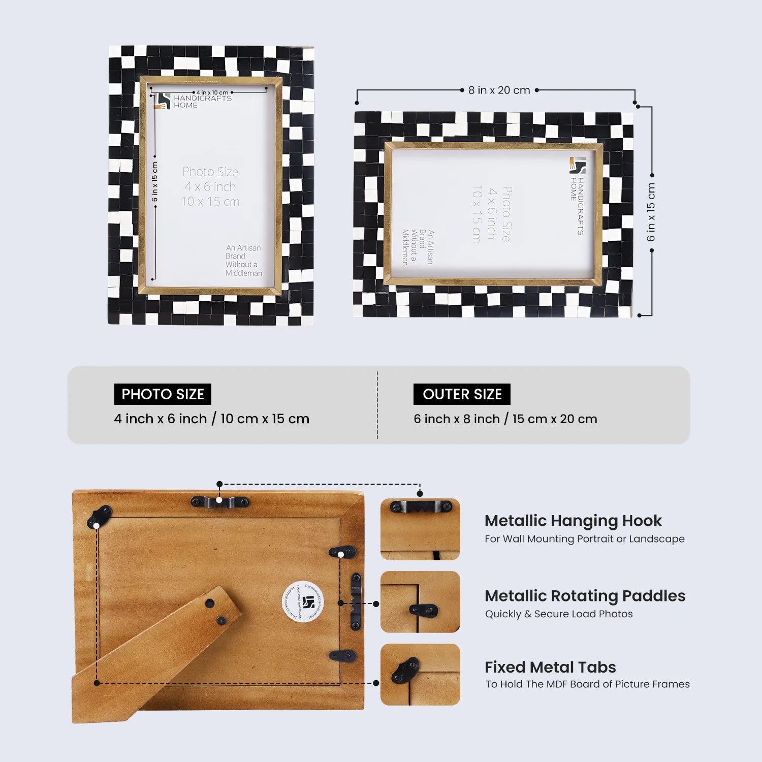 Picture Frames Halo Mosaic Pattern Resin Inlay Collection, 4x6