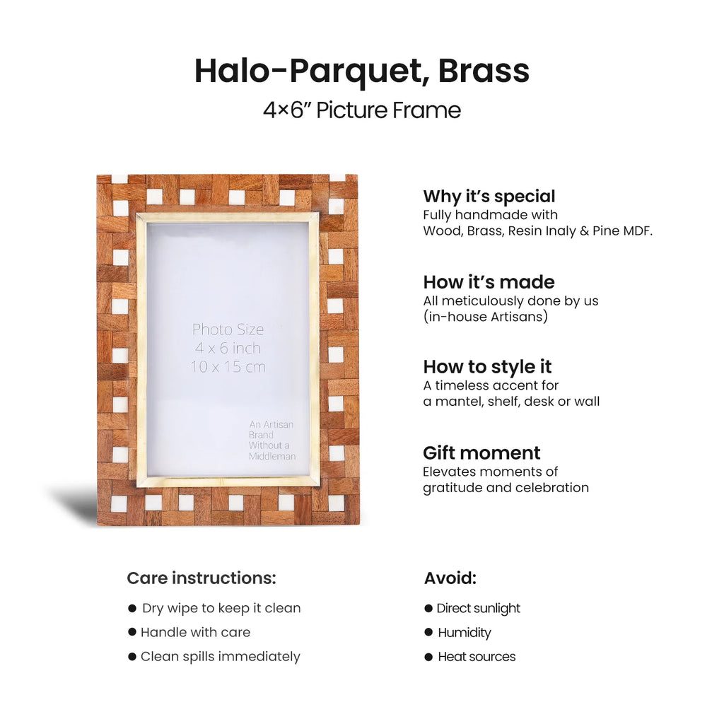 Picture Frames Halo Parquet Pattern Wood & Resin Inlay Collection in 4x6, 5x7