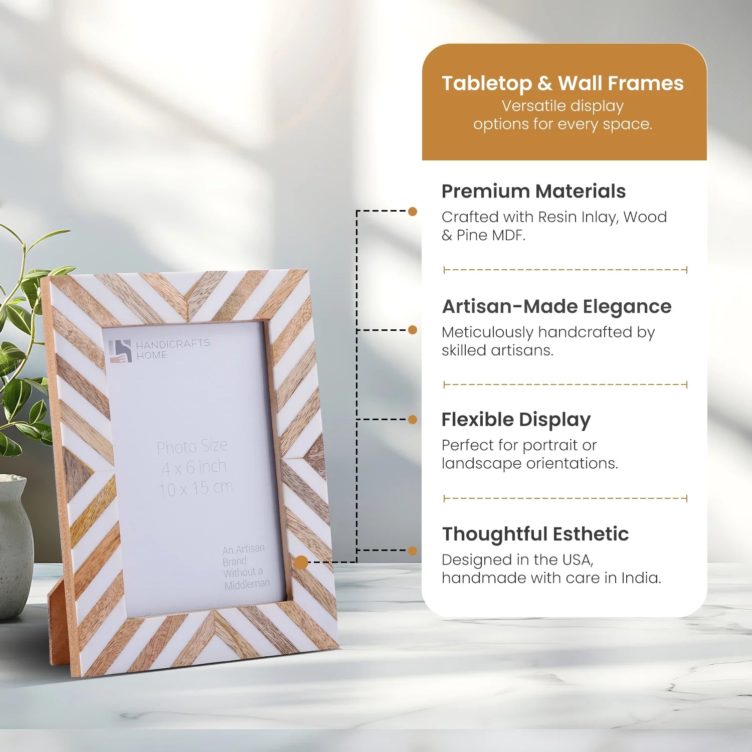 Picture Frames Hypno Calm Collection Wooden & Resin Inlay Frame in 3 Sizes