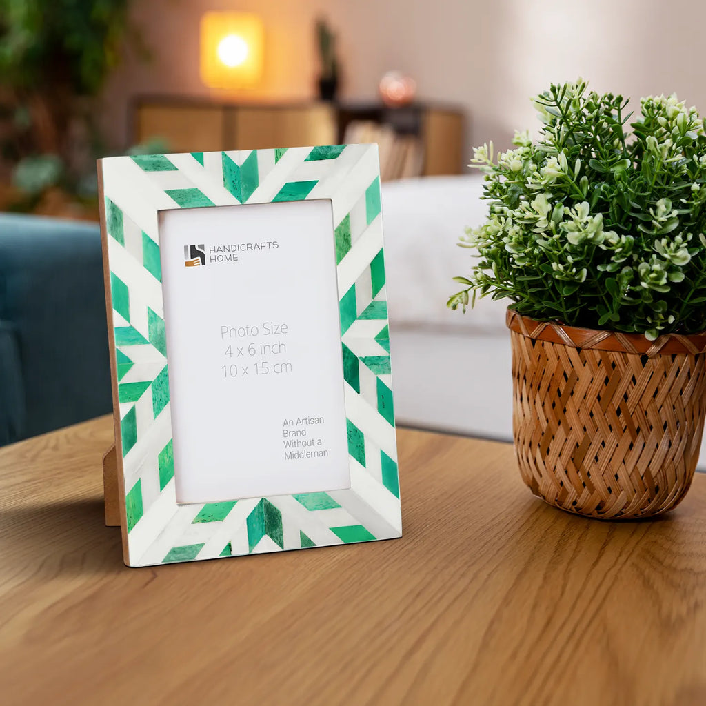 Hypno Nature Bone Inlay Green & White Picture Frame- 4x6, 5x7 and 8x10