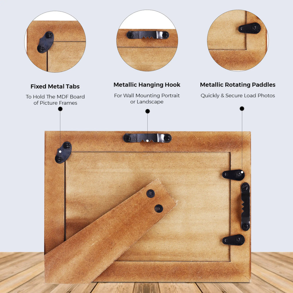 Picture Frames Classic Pattern Bone Inlay Collection in 3 Sizes, Pack of 2 - Yellow