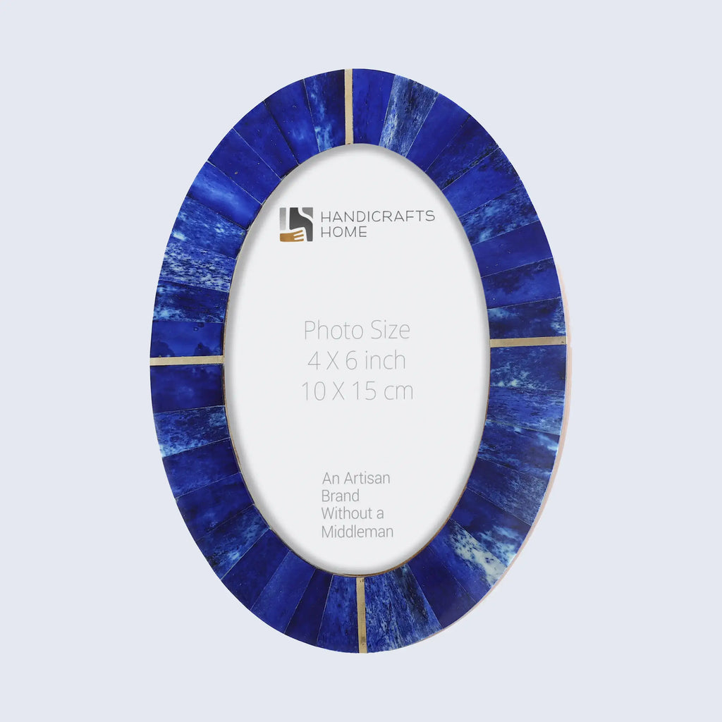 Round Picture Frames Palace Heart Pattern Bone Inlay Collection in 4x6