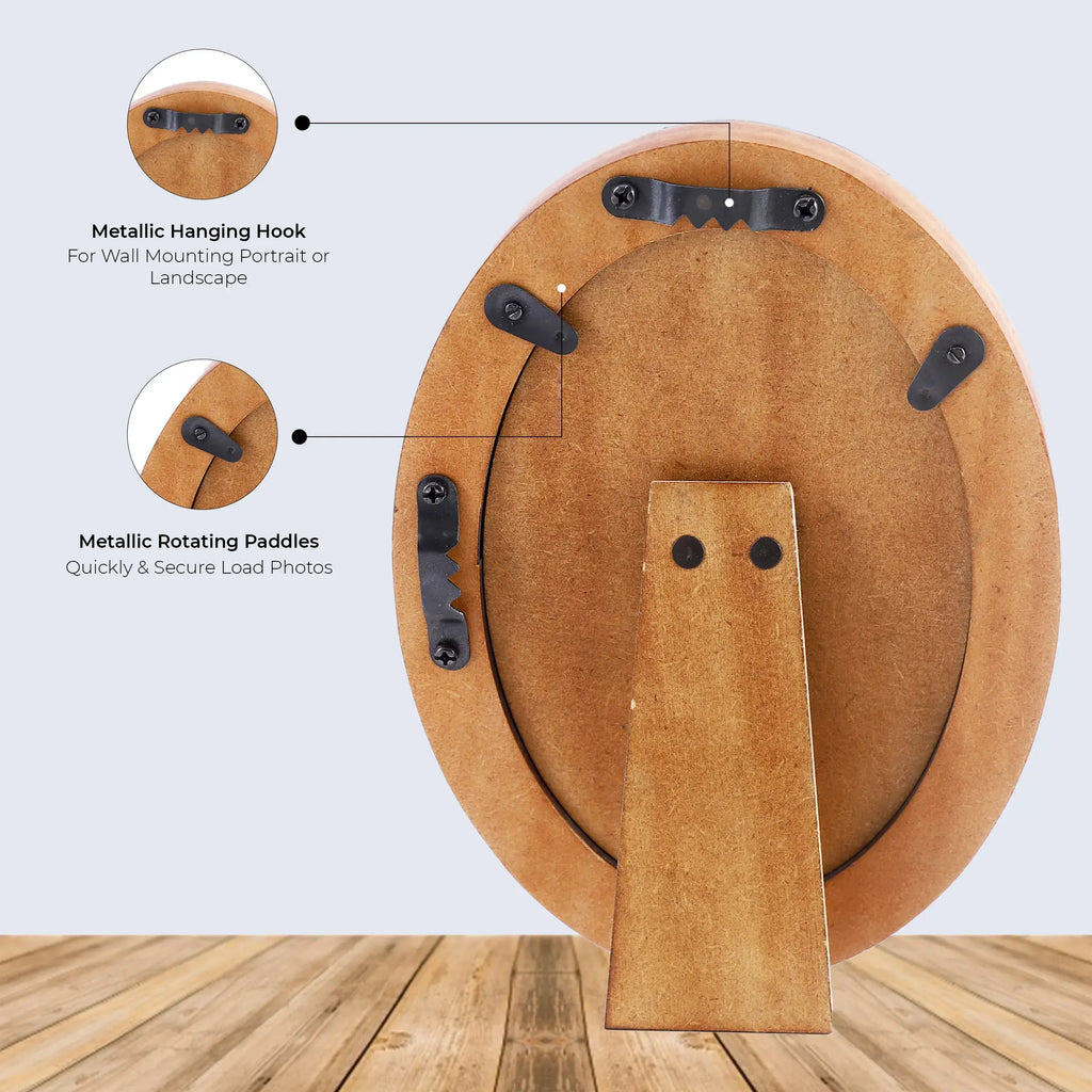 Round Picture Frames Palace Heart Pattern Bone Inlay Collection in 4x6