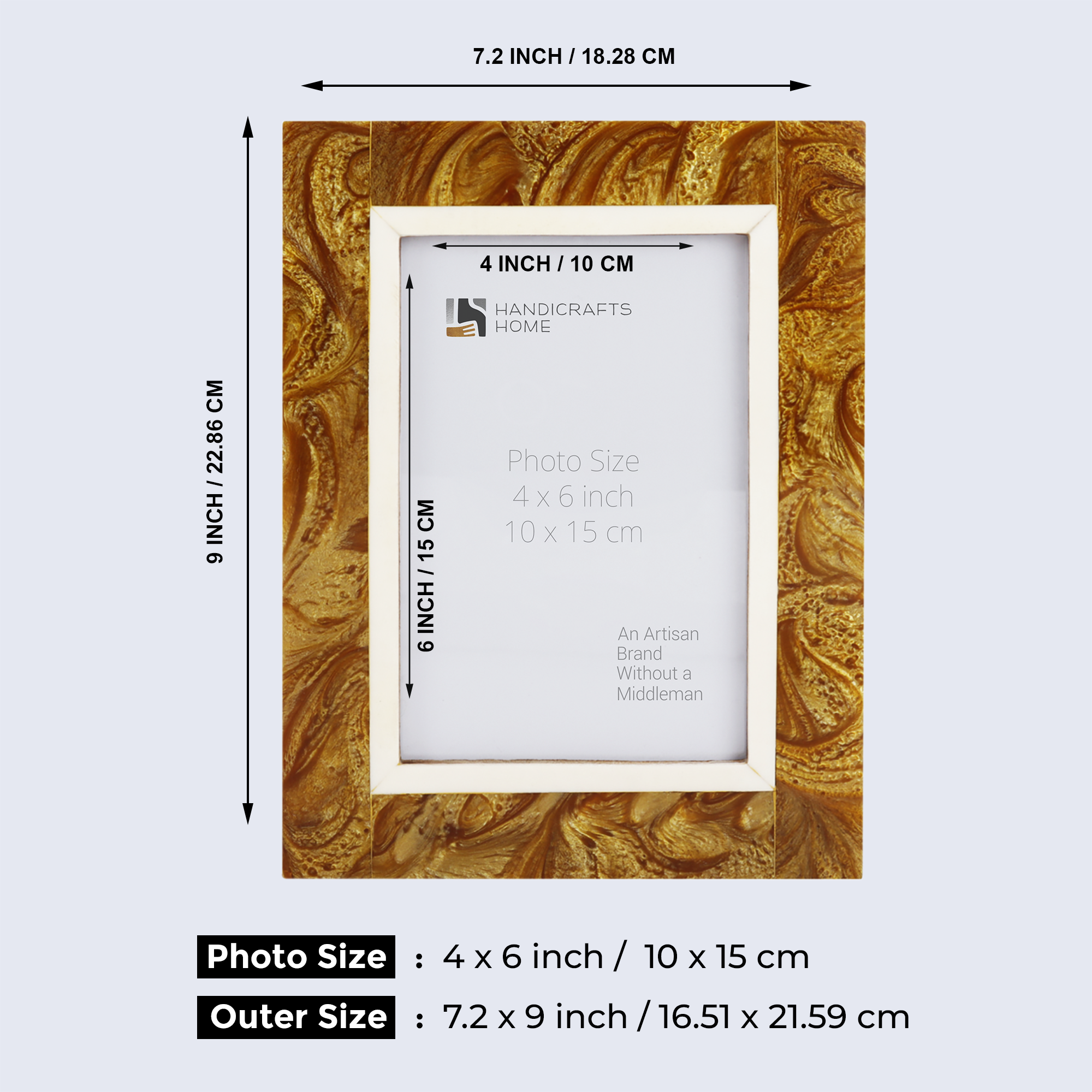 Picture Frames Marbel Gold Pattern Resin Inlay Collection - 4x6