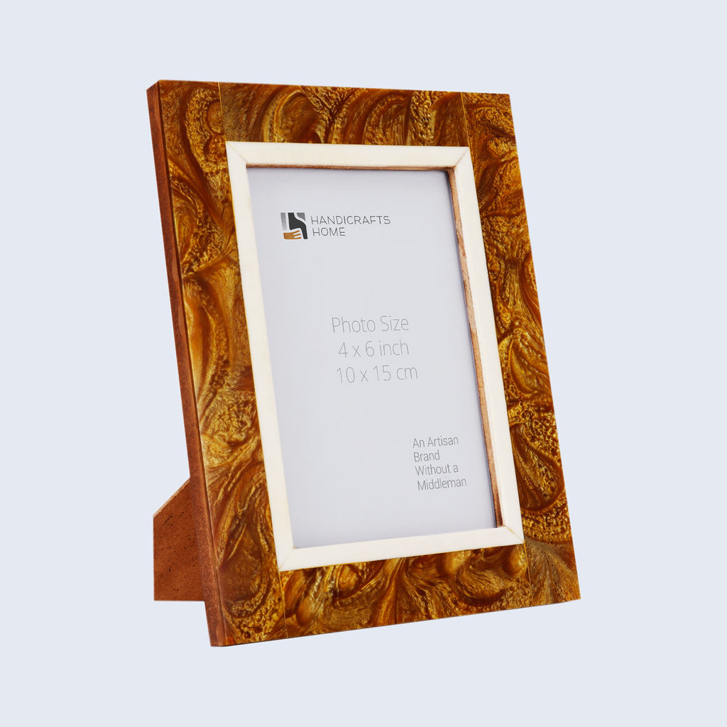 Picture Frames Marbel Gold Pattern Resin Inlay Collection - 4x6