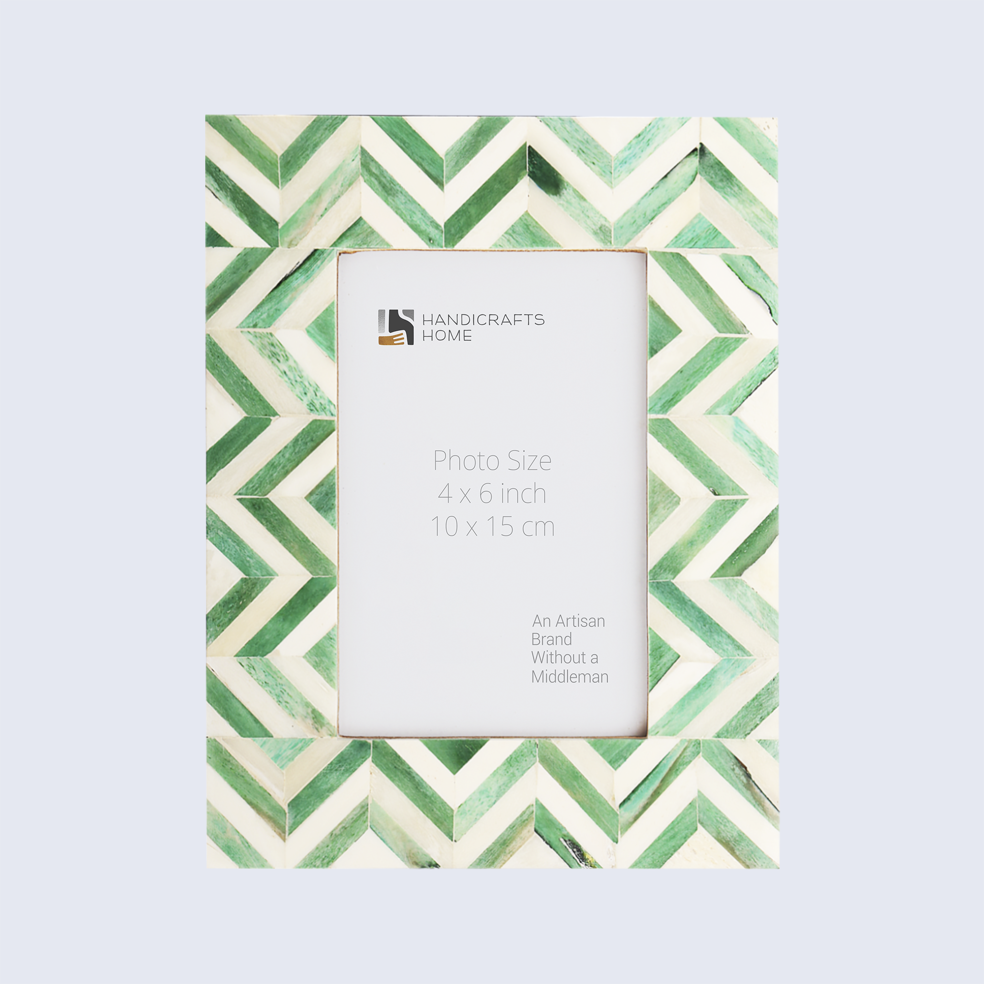 Picture Frames Herringbone Pattern Bone Inlay Collection in 2 Sizes, Green