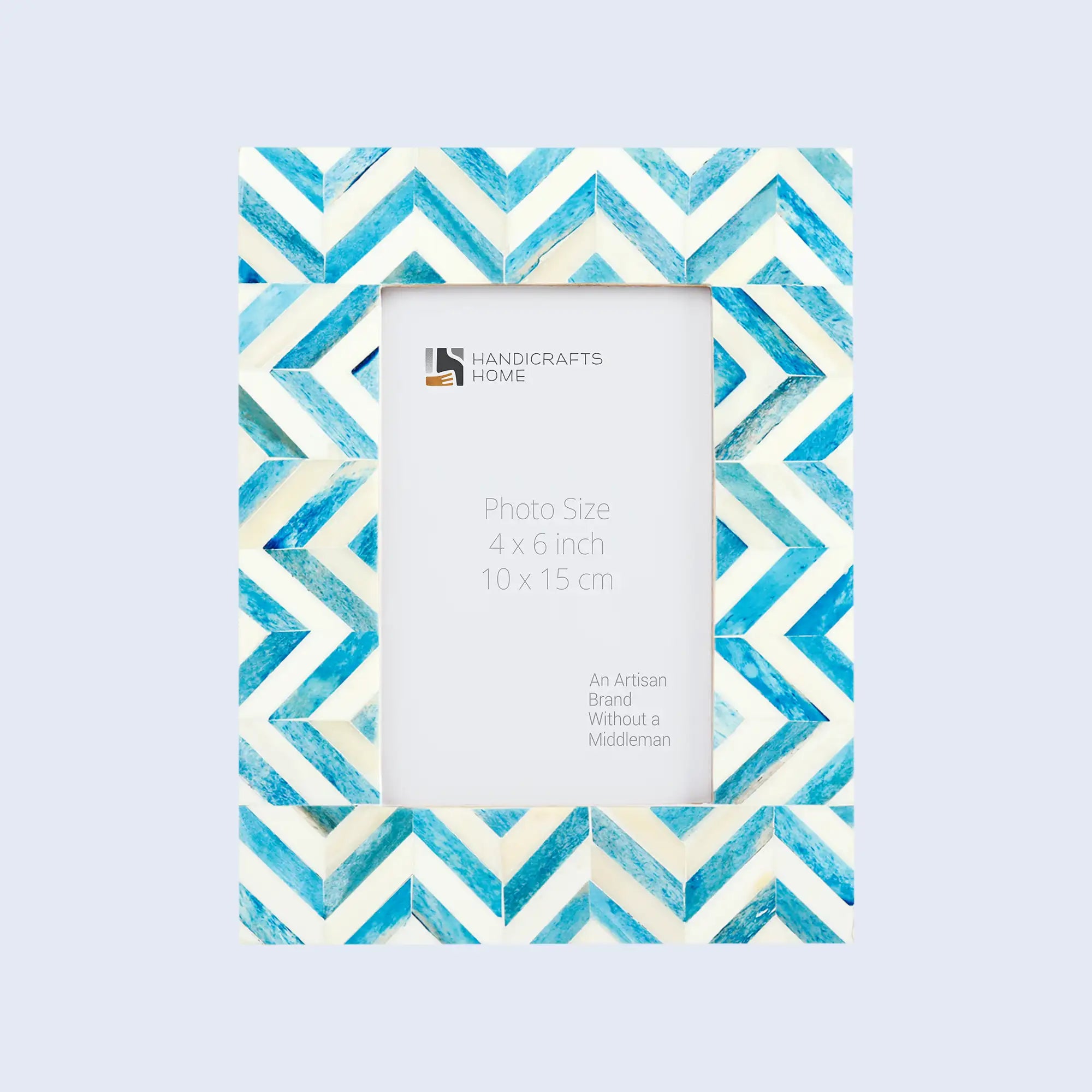 Picture Frames Herringbone Pattern Bone Inlay Collection in 2 Sizes, Turq