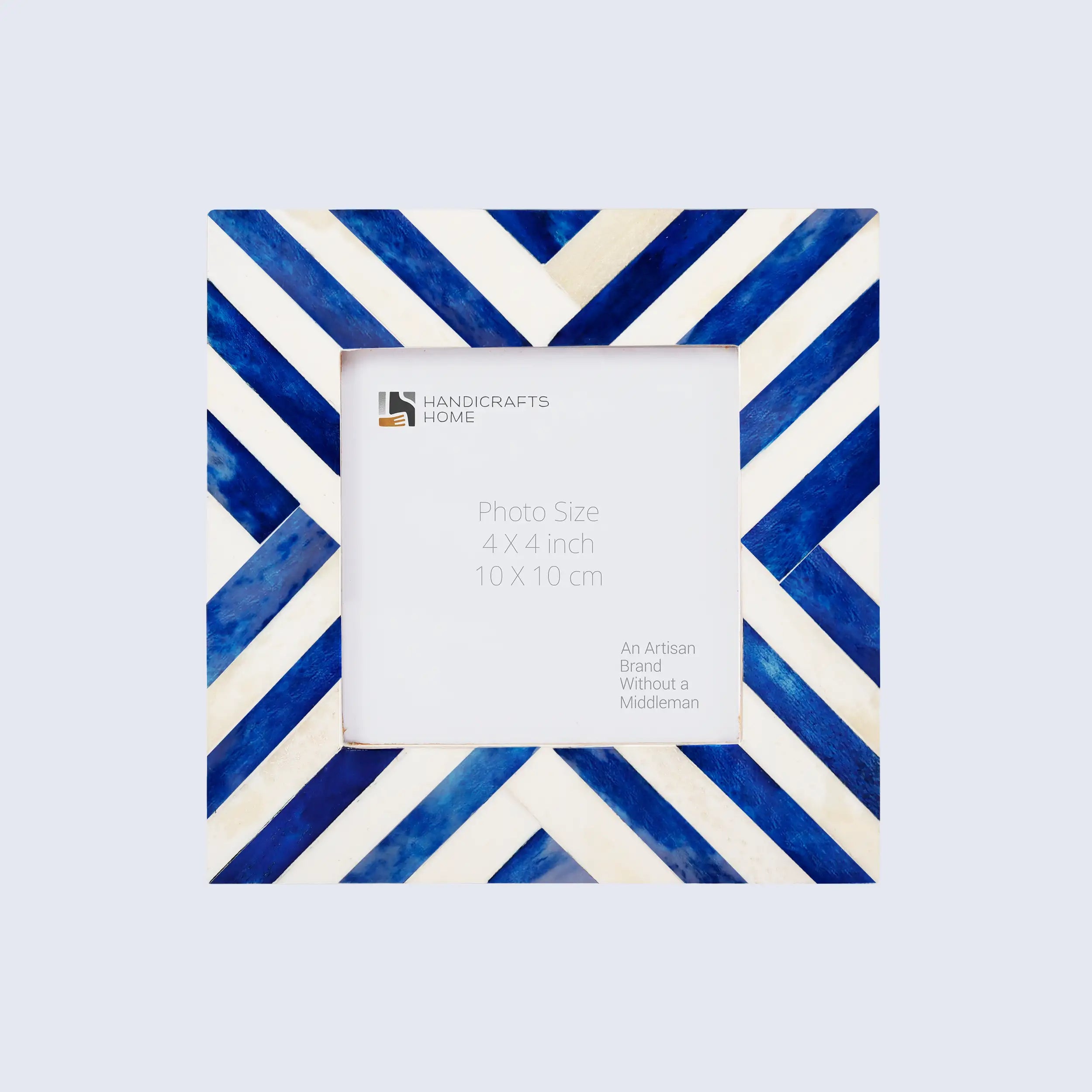 Picture Frames Chevron Pattern Bone Inlay Collection in 29 Sizes, Blue