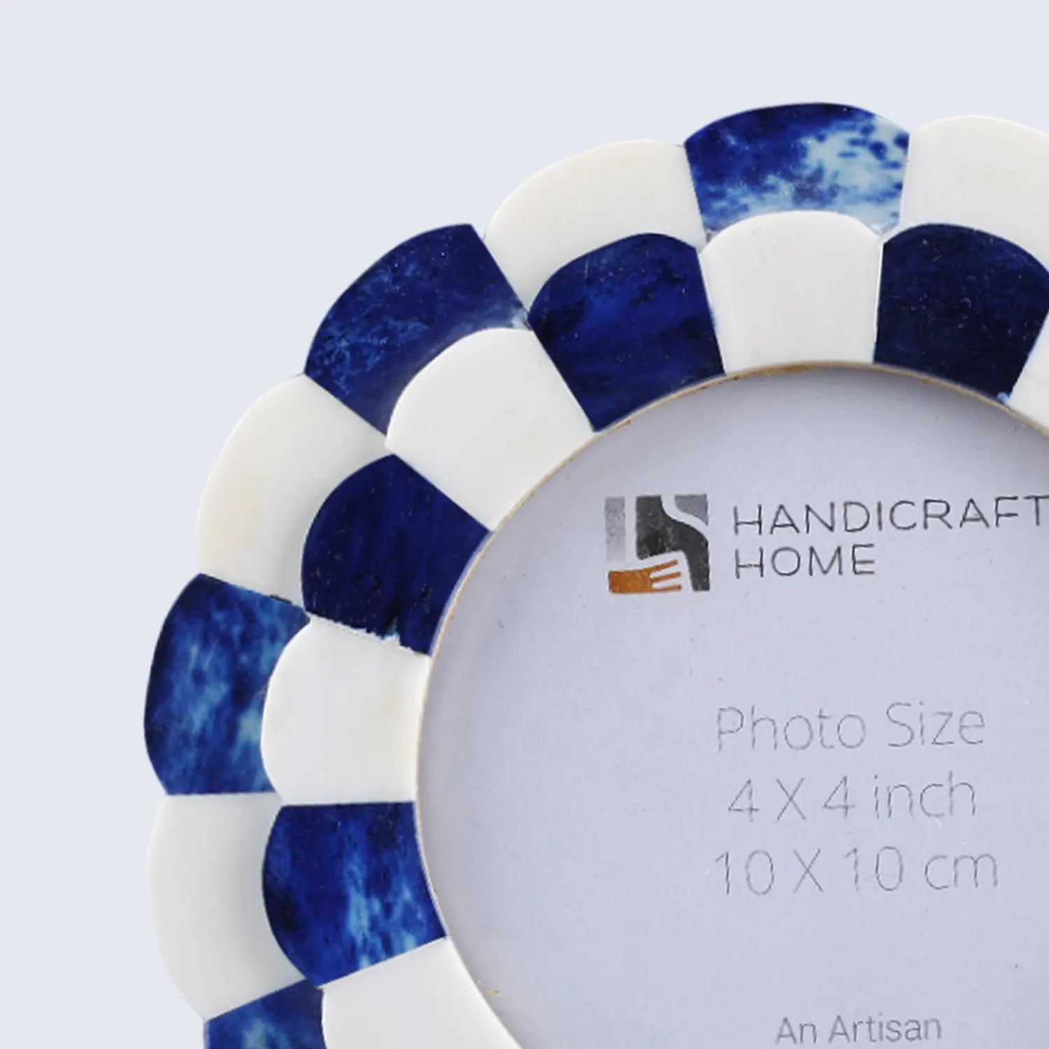 Picture Frames Scalloped Pattern Bone Inlay Collection in 4 sizes, Blue