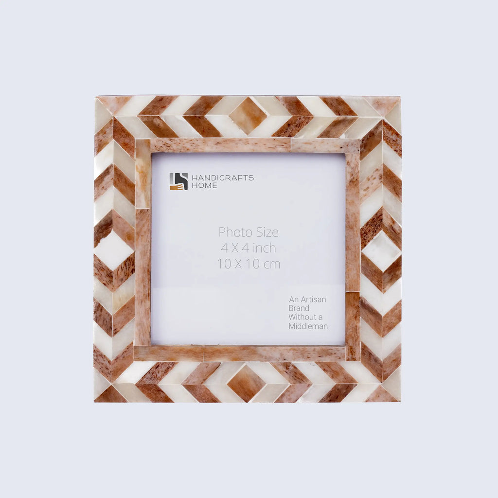 Picture Frames Taj Pattern Bone Inlay Collection in 27 Sizes, Brown