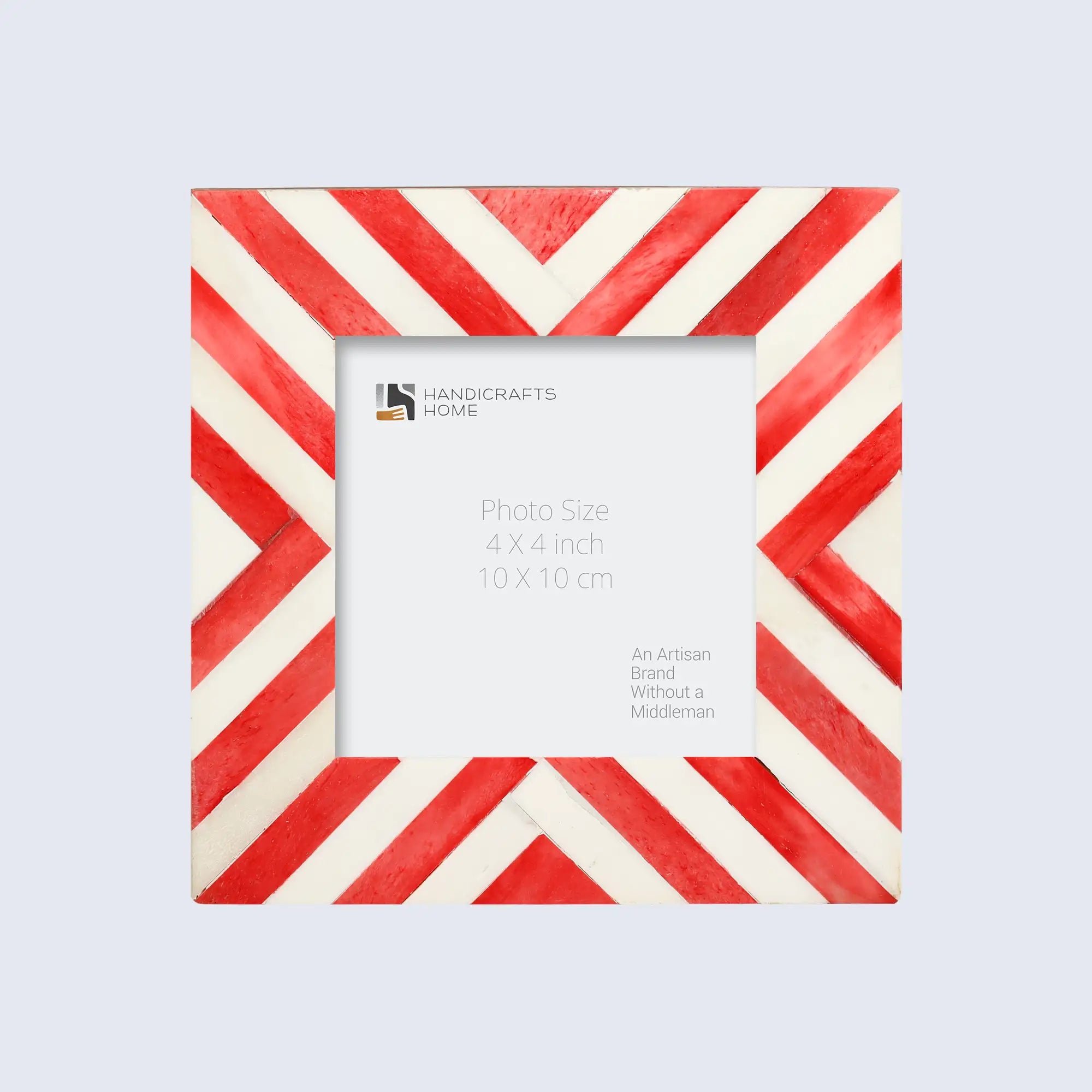Picture Frames Chevron Pattern Bone Inlay Collection in 4 Sizes, Red