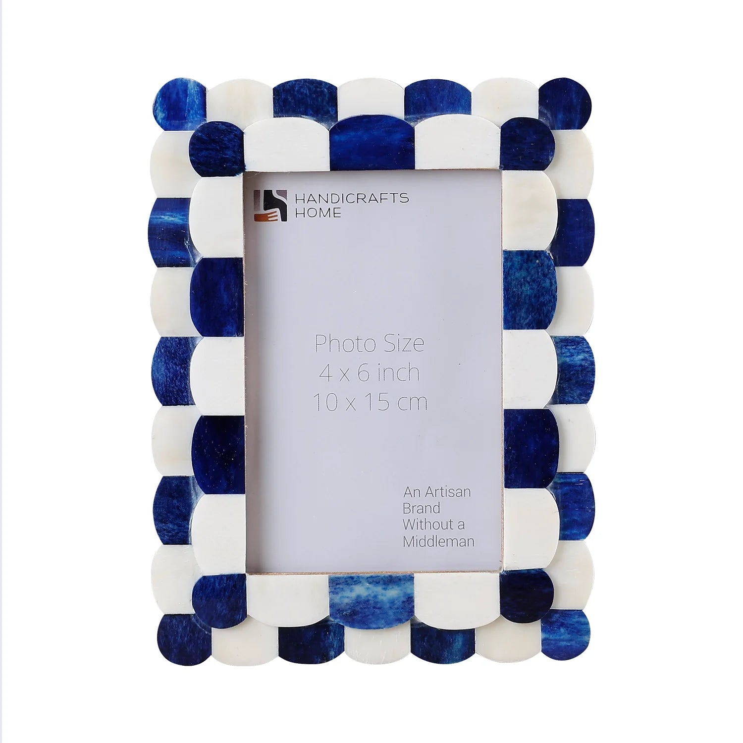 Picture Frames Scalloped Pattern Bone Inlay Collection in 4 sizes, Blue