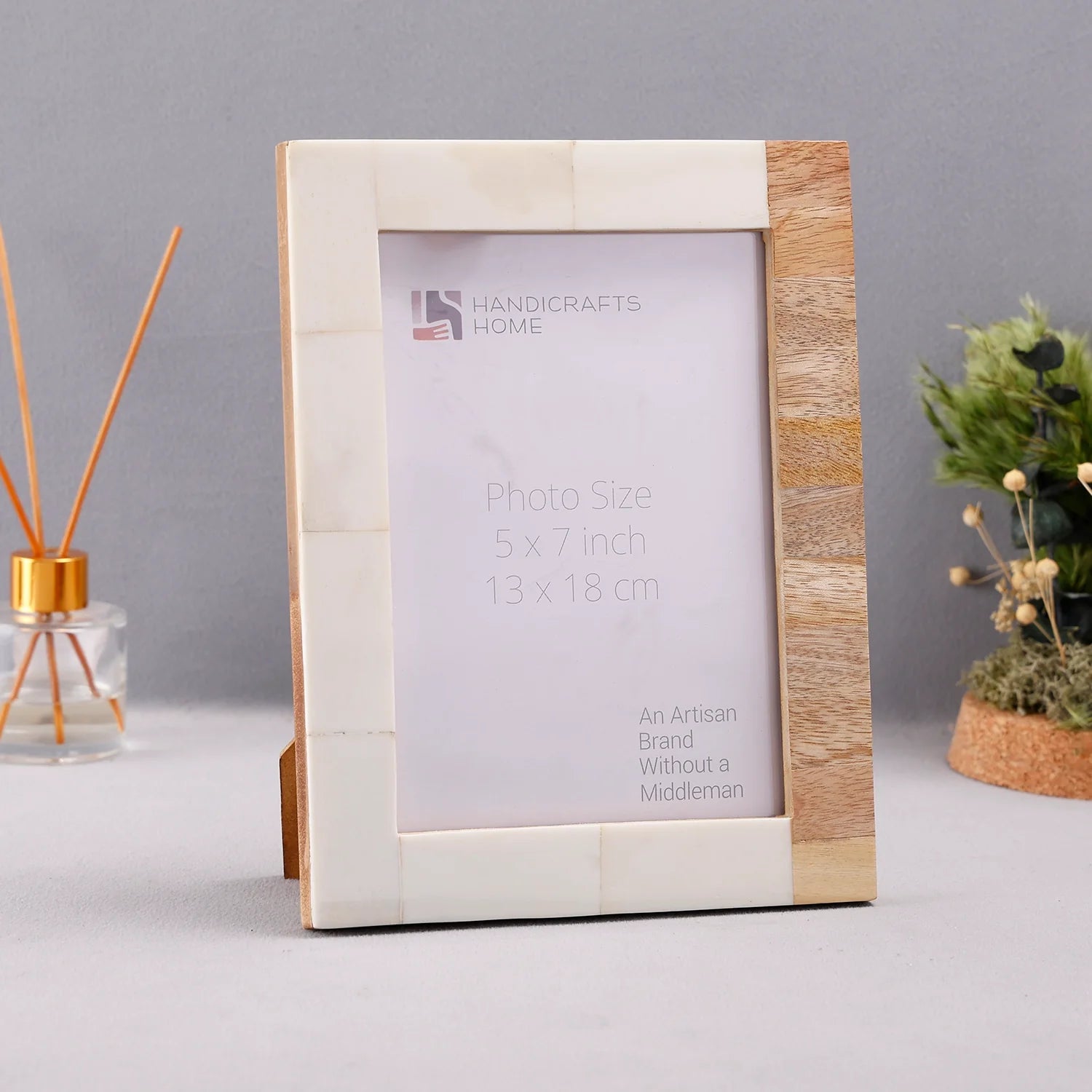 Plain White & Brown Bone Inlay Picture Frame - 4x6 & 5x7