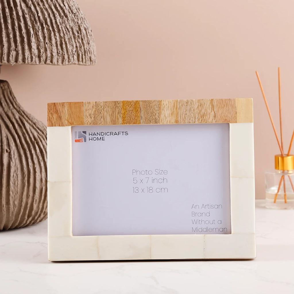 Plain White & Brown Bone Inlay Picture Frame - 4x6 & 5x7