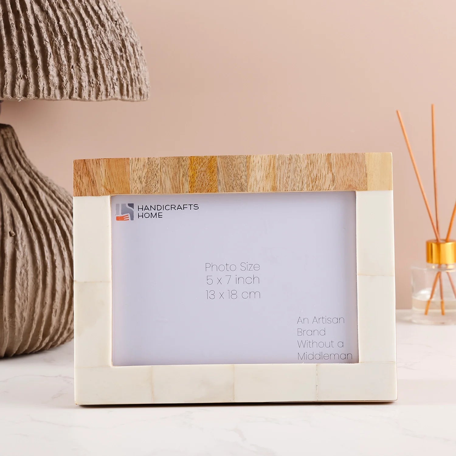 Plain White & Brown Bone Inlay Picture Frame - 4x6 & 5x7