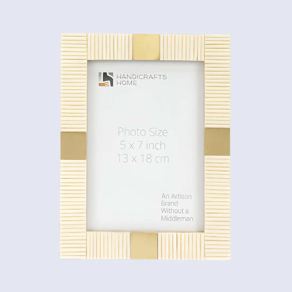 Resin Inlay Deco White Picture Frame For Desk & Wall-3 Sizes