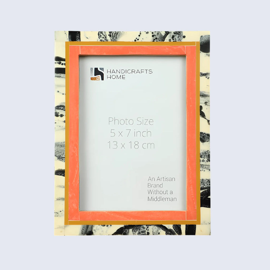 Peach Abstract Ink Resin Inlay Picture Frame in 4x6 & 5x7
