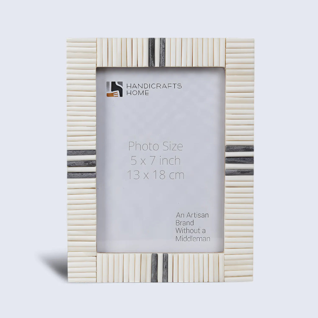Grey & White Bone Inlay Picture Frame - 4x6 & 5x7