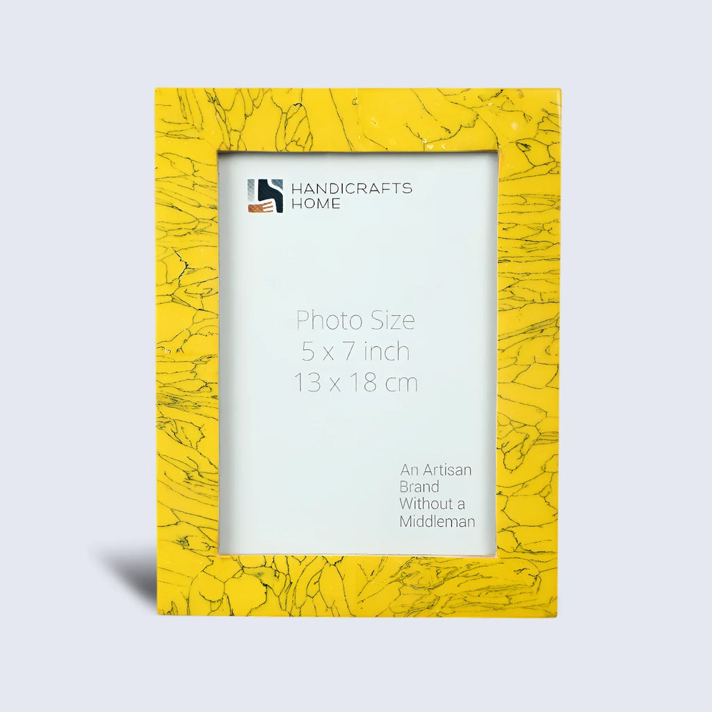 Resin Inlay Handmade Yellow Picture Frame for Wall & Tabletop - 5x7