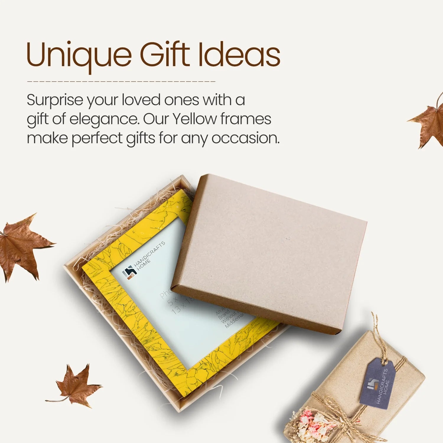 Resin Inlay Handmade Yellow Picture Frame for Wall & Tabletop - 5x7