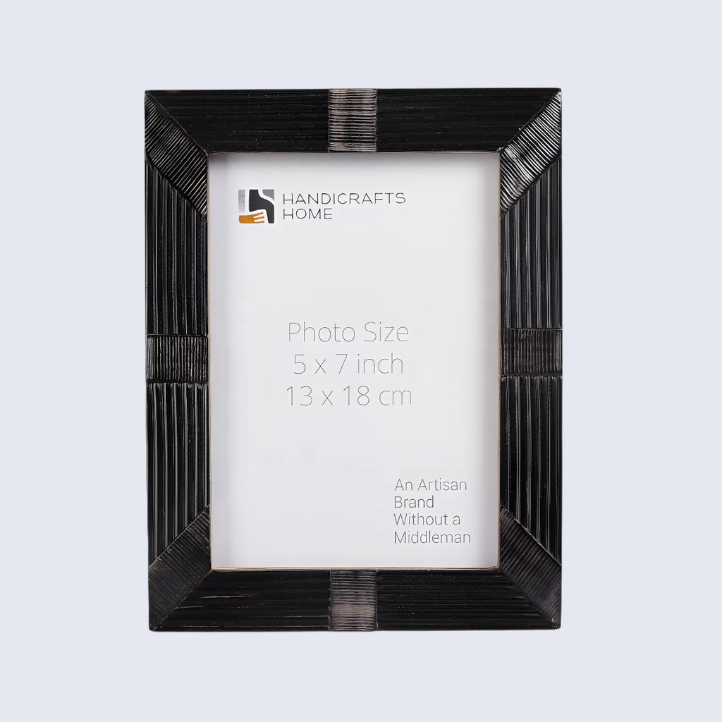 Horn Inlay Shagrin Picture Photo Frames Black, 4x6 5x7