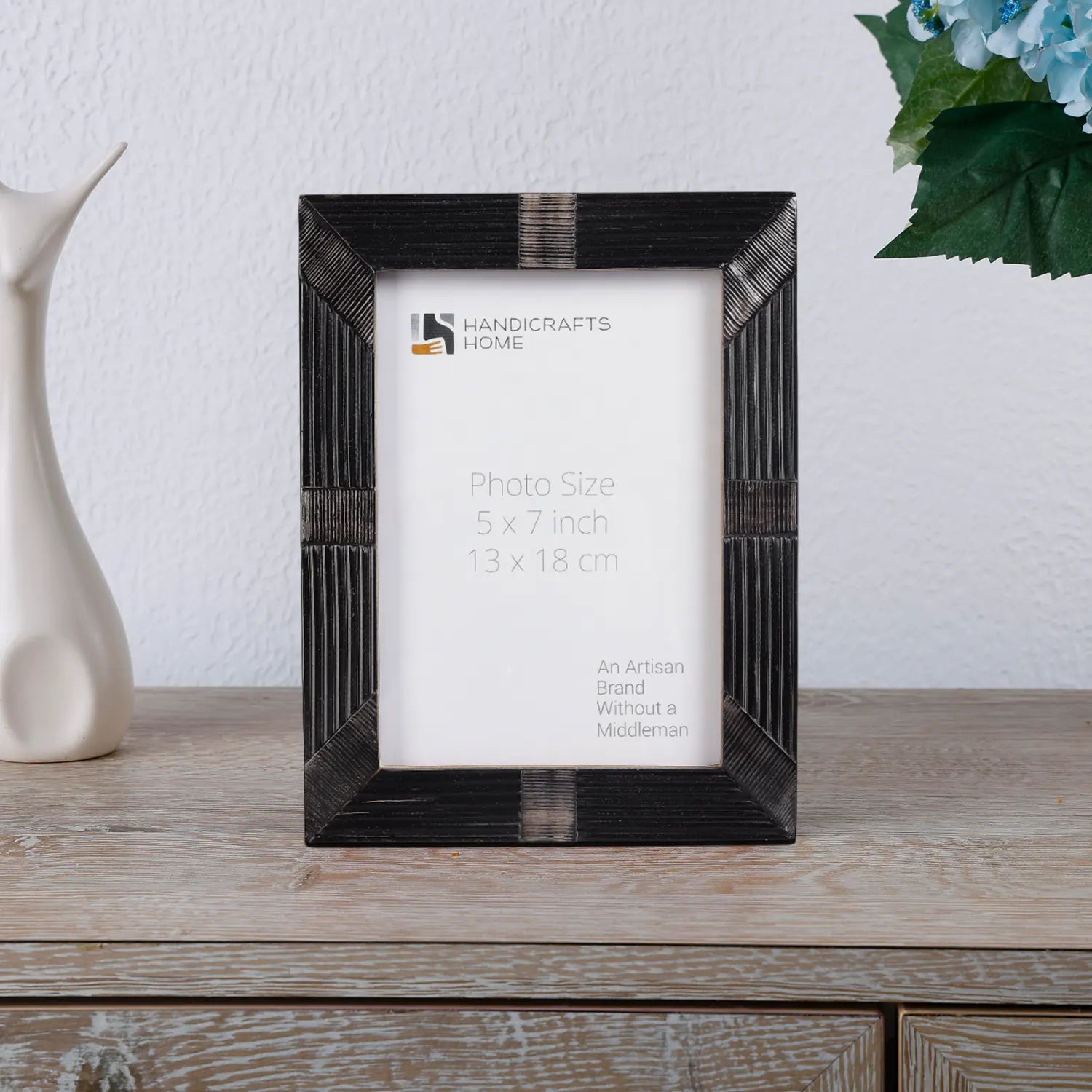 Horn Inlay Shagrin Picture Photo Frames Black, 4x6 5x7