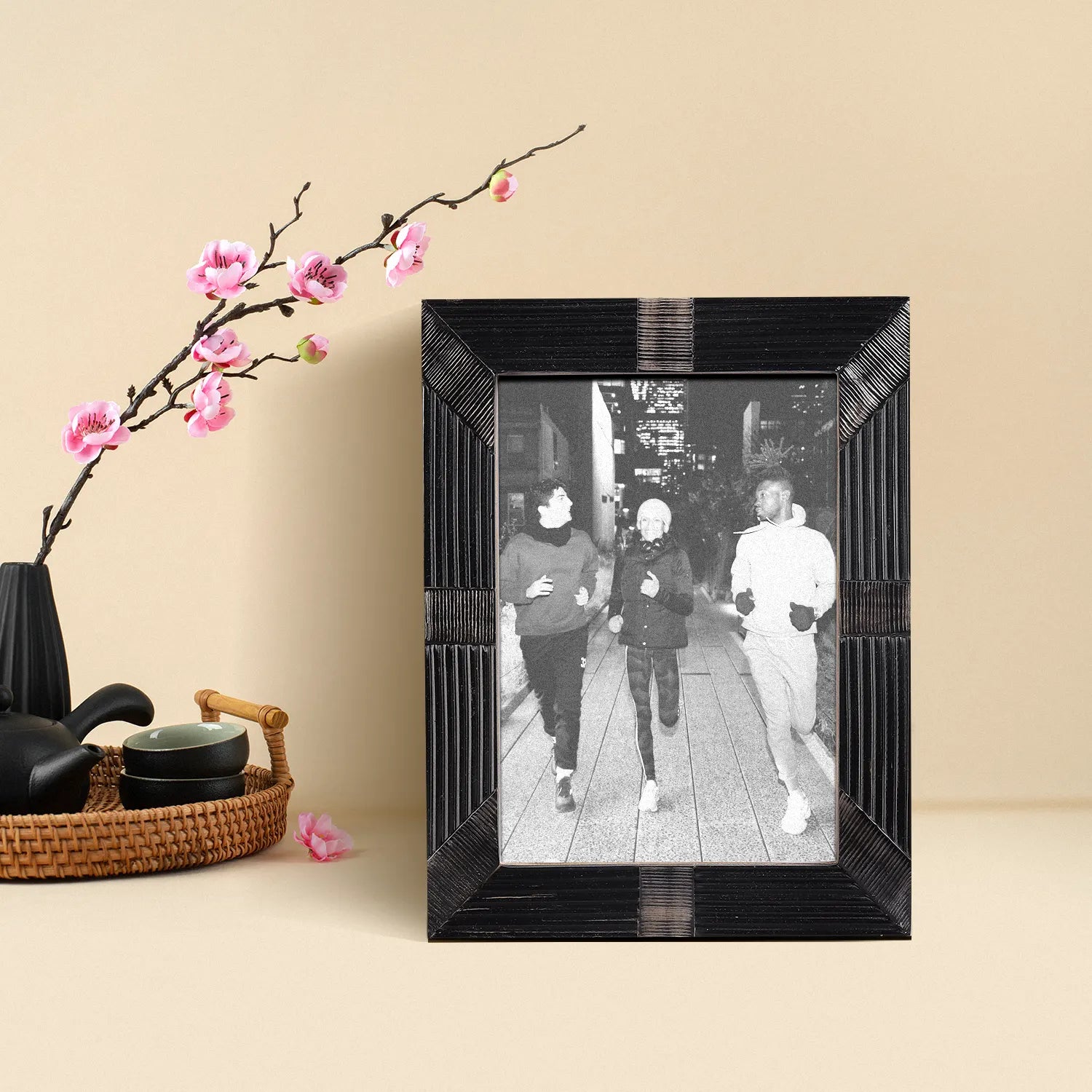 Horn Inlay Shagrin Picture Photo Frames Black, 4x6 5x7