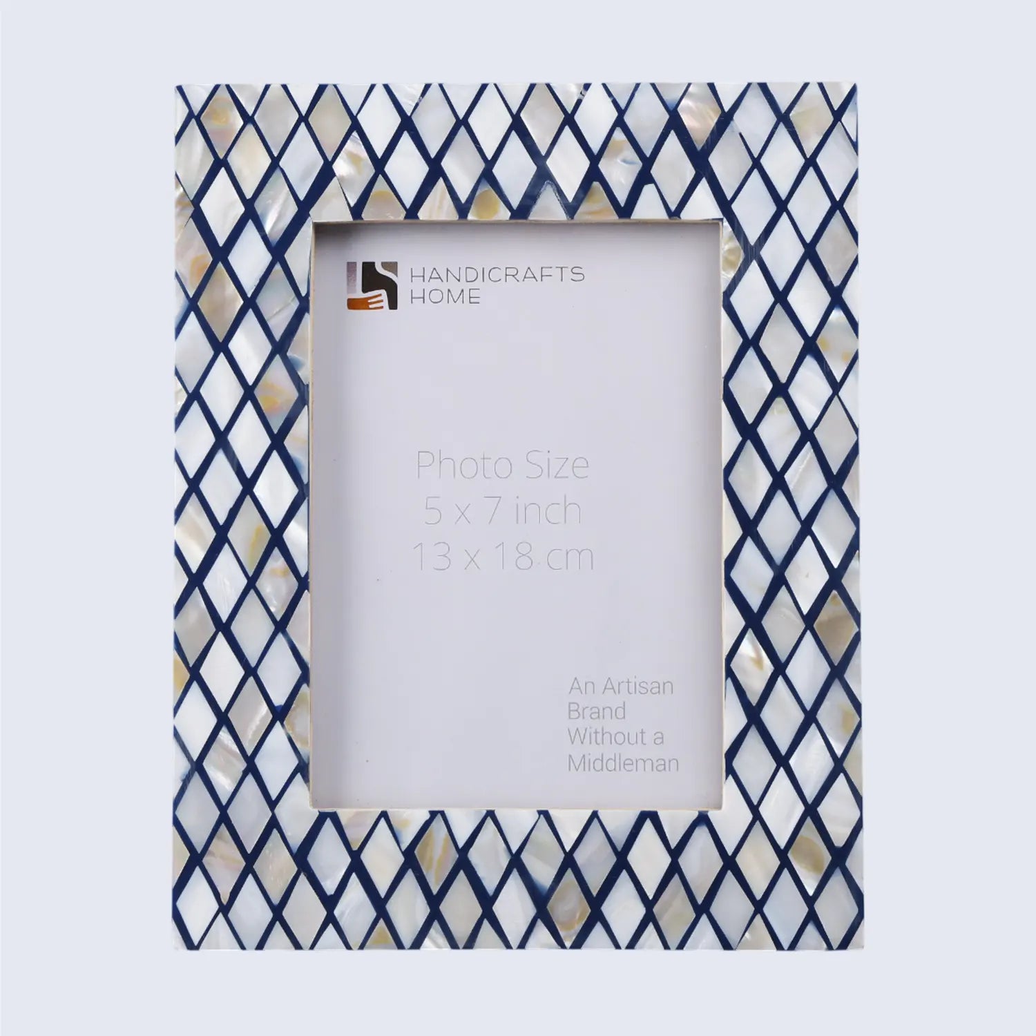 Navy & Pearl Mother of Pearl Diamond Photo Frame - 5x7