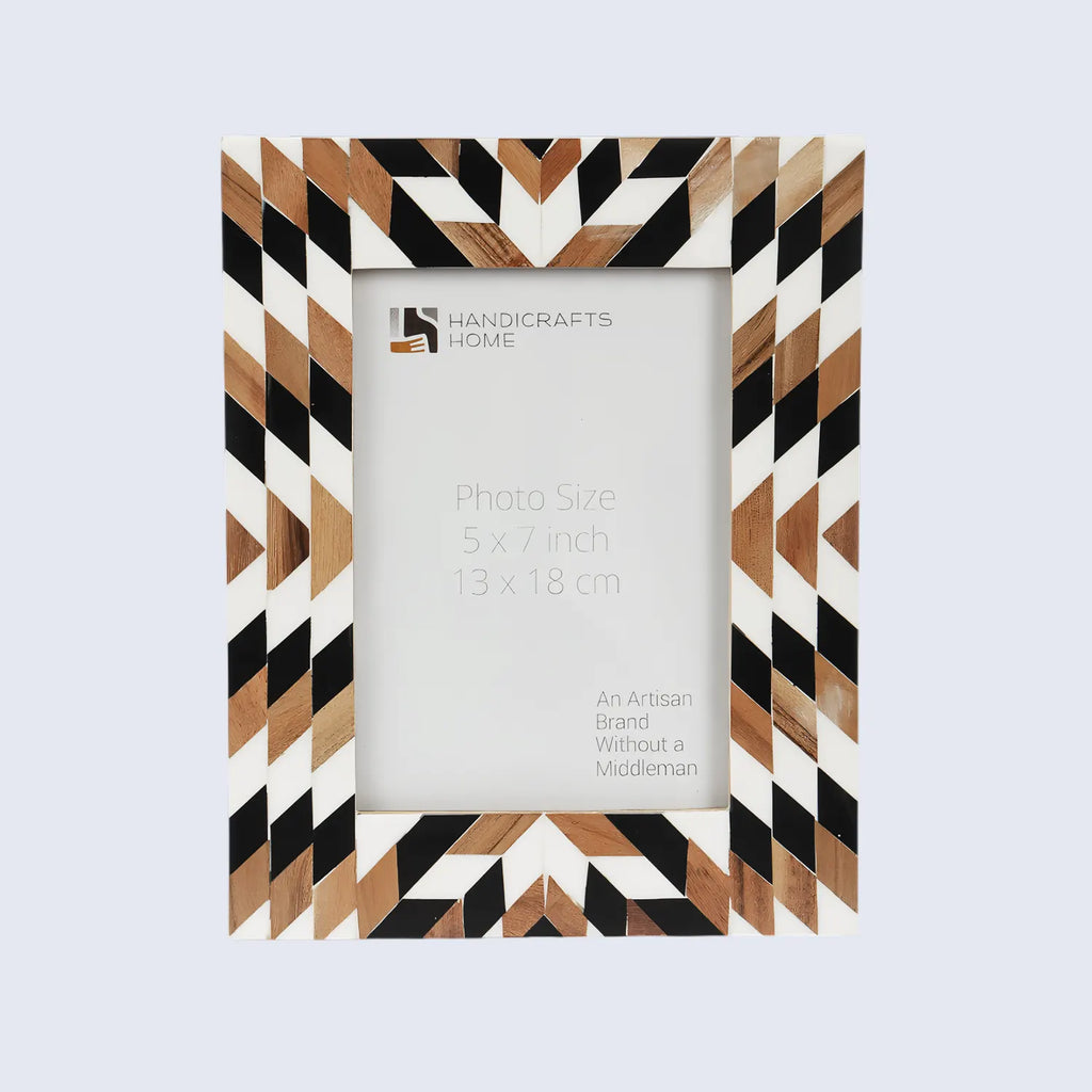 Herringbone Pattern Wood & Resin Inlay Picture Frame - 4x6 & 5x7